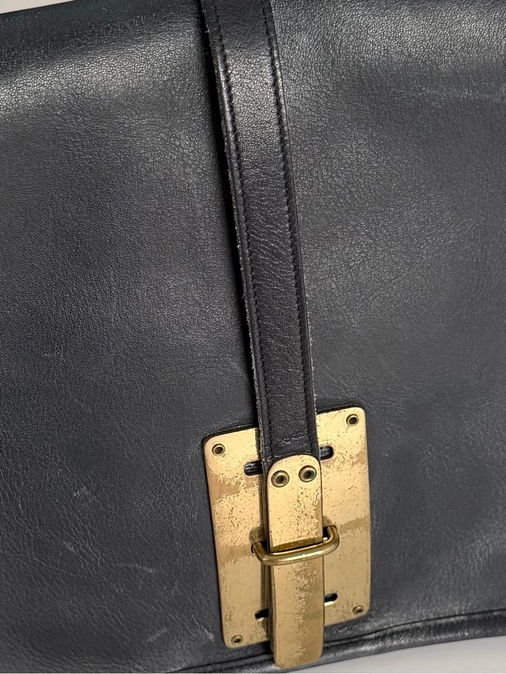 Vintage Coach Hasp Bag 9260 Black Leather Brass Bonnie Cashin Era 1970s - Picture 11 of 16